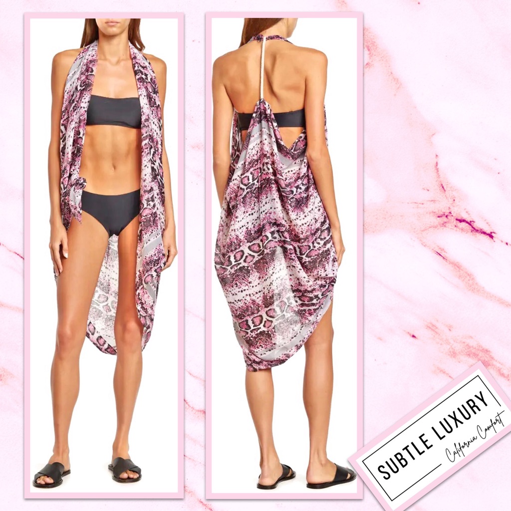 Subtle Luxury’s Pool To Party Striped Snake Print Vest In Pink W/ Black & Grey